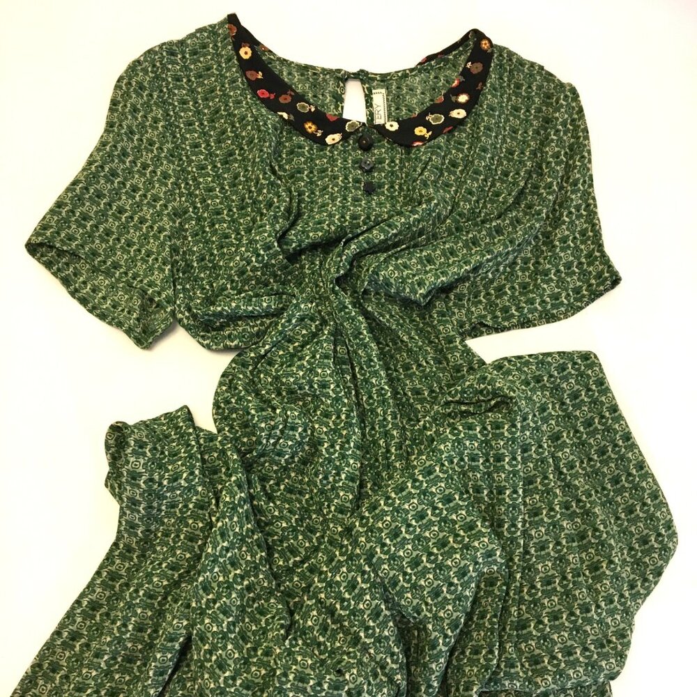 Vintage 90s Fairy Grunge Witchy Earthy Hippie Rayon Guaze Dress Stevie Nicks T8